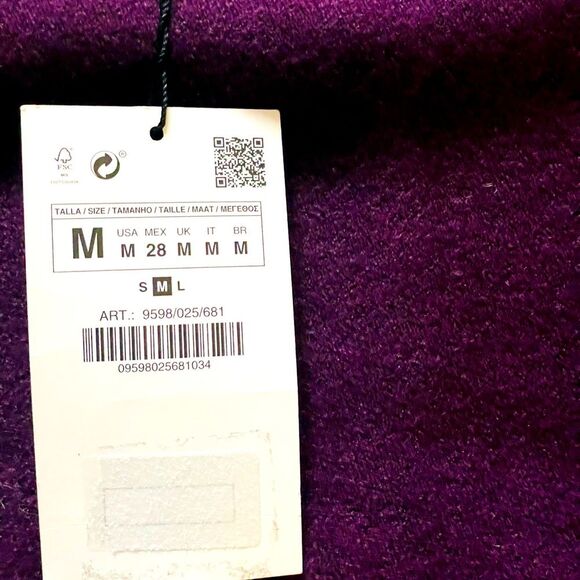 NWT ZARA Knit Sweater with Asymmetric Neck Burgundy Wine Size M - Picture 10 of 10